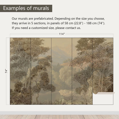 AFZEVEB-Tropical Jungle Wallpaper Landscape Tree Wall murals for Bedroom 114"x74"(Not Peel and Stick)