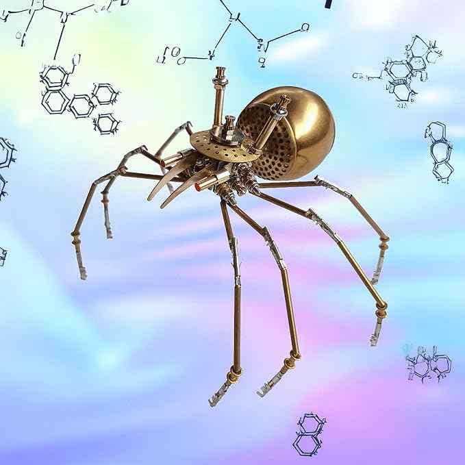 Steampunk Golden Spider Metal Model Kit for Adults – DIY 3D Mechanical Brass Insect Puzzle, Retro Industrial Art Sculpture Craft for Home Office Decoration & Collectors Gift (Golden Spiders)