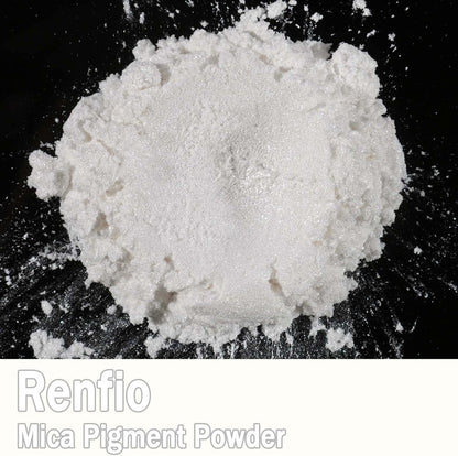 Renfio 100g Mica Powder Pigment, Metallic Natural Dye Mineral Pearl Shimmer Epoxy Resin Dye for Painting Soap Making Slime Bath Bombs 3.5 Oz - Porcelainous White