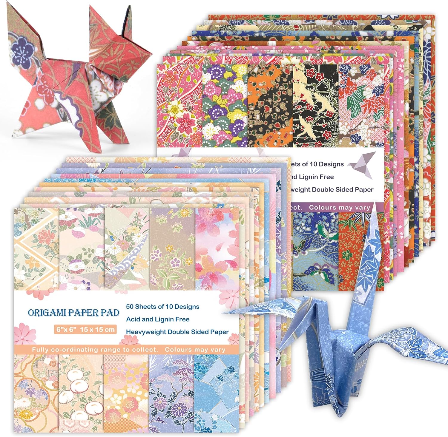 Origami Paper Kit 100 Sheets 6 Inch Square Double Sided Color 20 Vivid Colors for Hand Crafts Origami Paper Arts Creativity.Japanese Style - Crafty Corner