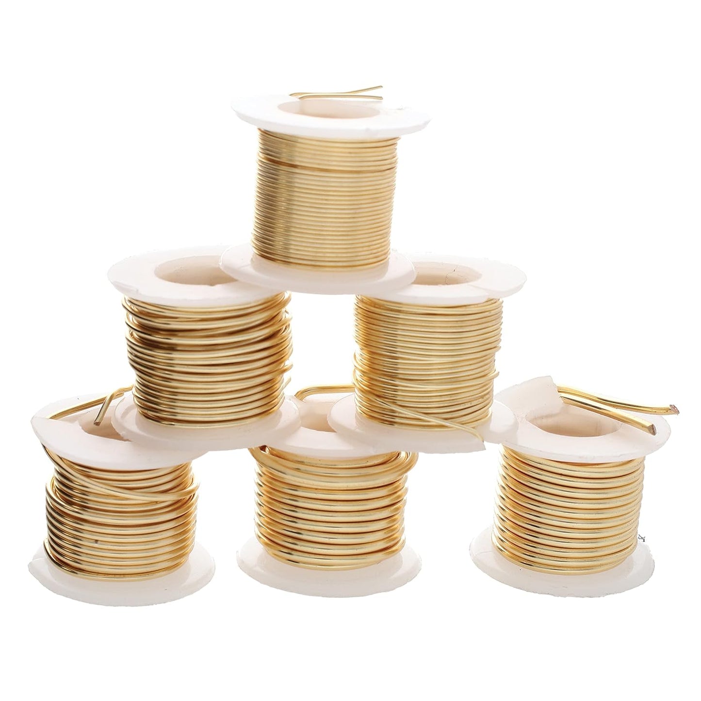 The Beadsmith Craft Wire Assortment - Tarnish-Resistant Copper Wire for Jewelry Making, 6-Pack, 0.75-Inch Mini Spools, Varying Lengths, 16-24 Gauge, Gold Color, Medium Temper - Crafty Corner