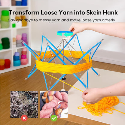 Yarn Swift, Yarn Umbrella Swift for Crocheting, Holder for Skeins Flexible Lightweight Foldable Design, Height & Diameter Adjustable to Suit Space, Ideal Helper for Yarn Knitting Enthusiasts