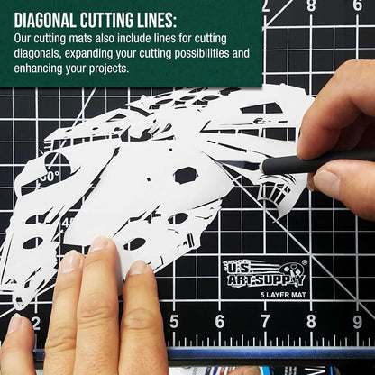 U.S. Art Supply 36" x 48" Self-Healing Cutting Mat 5-Ply - Double-Sided Green/Black Craft Mat, Non-Slip Cutting Mats for Crafts, Sewing, Quilting, Scrapbooking