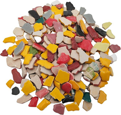 500g/1.1lb Random Color Irregular Ceramics Mosaic Tiles,DIY Making Creative Ceramic Mosaic Tiles for DIY Craft Plates Flowerpots Vases Cups Mosaic Making Supplies (Irregular)