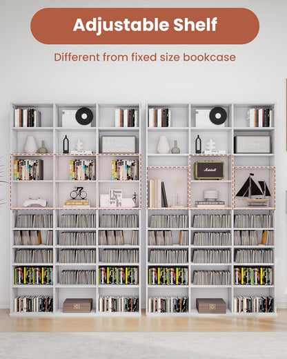 DVD Storage Shelf with Adjustable Shelves, 8-Tier Modern Media Tower for CDs, DVDs, Video Games, DVD Rack Cabinet Organizer for Living Room, Bedroom, Office