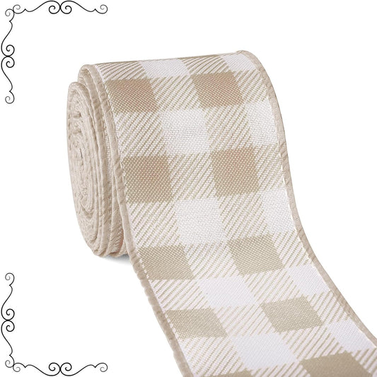 Burlap Ribbon Wired, Farmhouse Buffalo Plaid Ribbon Rustic Fabrics for Gifts Wrapping DIY Crafts Floral Bows Wreath Making Party Supplies Holiday Home Decoration, 2.5 Inch x 10 Yards - Crafty Corner
