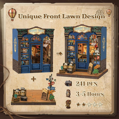 CUTEBEE Book Nook Kit - DIY Miniature House Dollhouse Kit for Adults and Teens, Booknook Tiny House Bookshelf Decor 3D Wooden Puzzle, Gifts for Family, Friends (Journey Trace Bookshop)