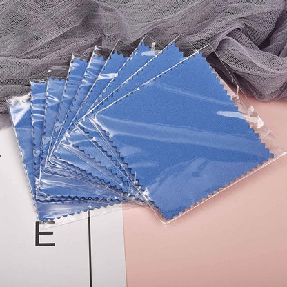 SEVENWELL 50pcs Jewelry Cleaning Cloth Dark Blue Polishing Cloth for Sterling Silver Gold Platinum Small Silver Polish8x8cm