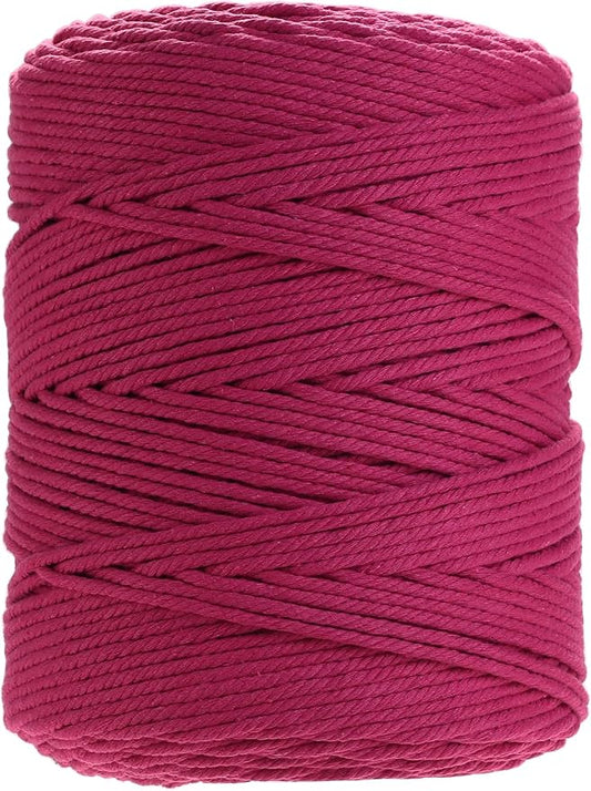GOHOHOF Macrame Cord 3mm x 546yards Natural Macrame Cotton Rope Colored Macrame Rope Soft Cotton Cord Macrame Supplies Craft Rope Macrame Yarn for Plant Hanger Wall Hanger Dreamcatcher(Rose Red)