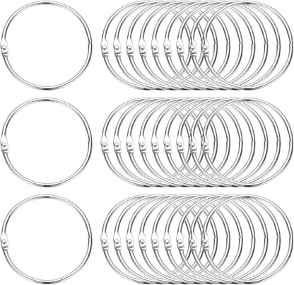 PATIKIL 2.2" x 2.4" Loose Leaf Binder Rings, 30 Pcs Metal Book Rings Nickel Keychain Ring for Paper Index Cards Flash Card Notebook Rings Office Home Book Binder, Silver Tone