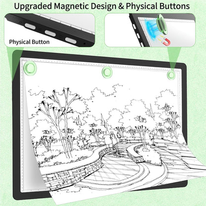 Phylosal Rechargeable A2 Light Pad for Diamond Painting 25.2''x18.4'', Magnetic Tracing Light Box for Drawing, Diamond Art Light Board with Side Button, Wireless LED Light Table for Sketching, Design