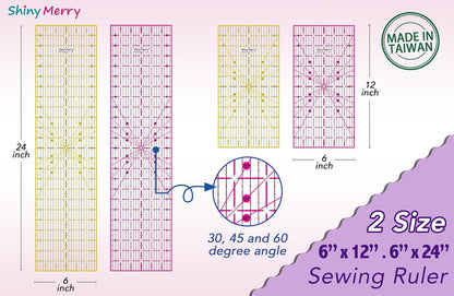 Quilting Ruler 6"x24",Non-Slip Clear Acrylic Sewing Ruler with Easy-to-Read Grid,Yellow & Black Grid Design,Perfect for Fabric,Patchwork,Cutting & Sewing Crafts,Durable Tool for Quilting