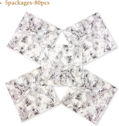 80-Pack Napkins Disposable Paper Towel Cocktail Dinner Party Decoration, Silver Splash