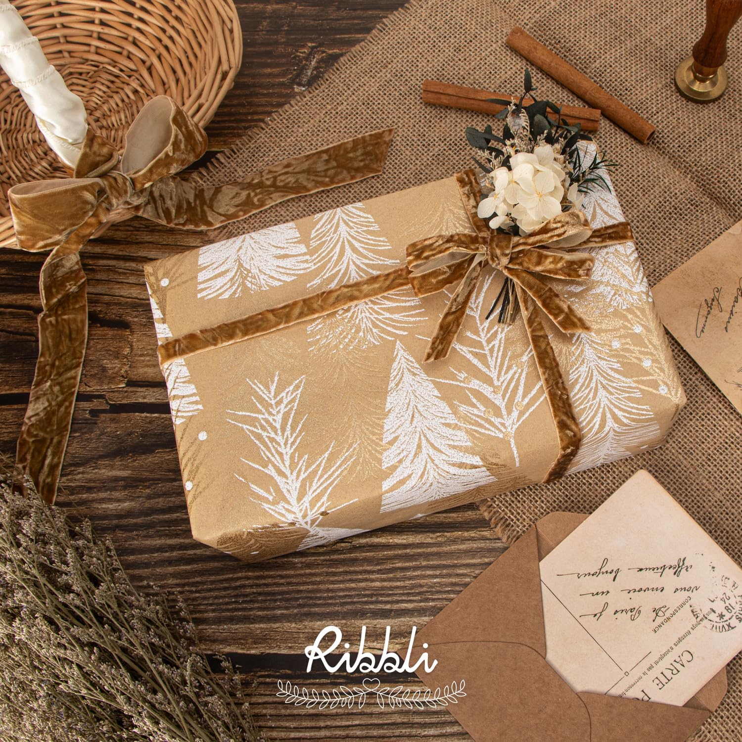 Ribbli Khaki Velvet Ribbon 3/8 Inches Luxury Crinkled Brown Christmas Ribbon for Gift Wrapping Crafts Home Decor-Continuous 10 Yard - Crafty Corner