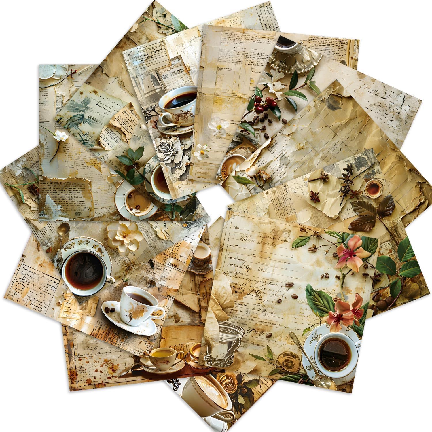 Vintage Coffee Scrapbook Paper Pad Color Patterned Paper 6×6,24 Sheets Single-Sided Scrapbooking CardStock Papers Pad for Holiday Cardmaking DIY Origami Journaling. (R2436, 6inch) - Crafty Corner