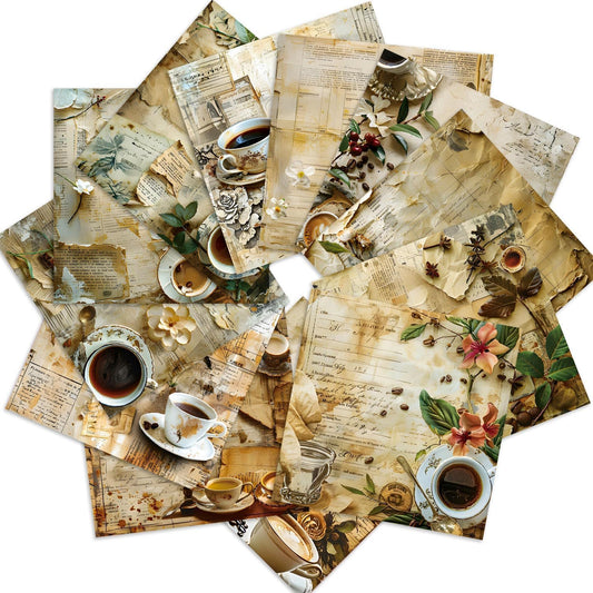 Vintage Coffee Scrapbook Paper Pad Color Patterned Paper 6×6,24 Sheets Single-Sided Scrapbooking CardStock Papers Pad for Holiday Cardmaking DIY Origami Journaling. (R2436, 6inch) - Crafty Corner