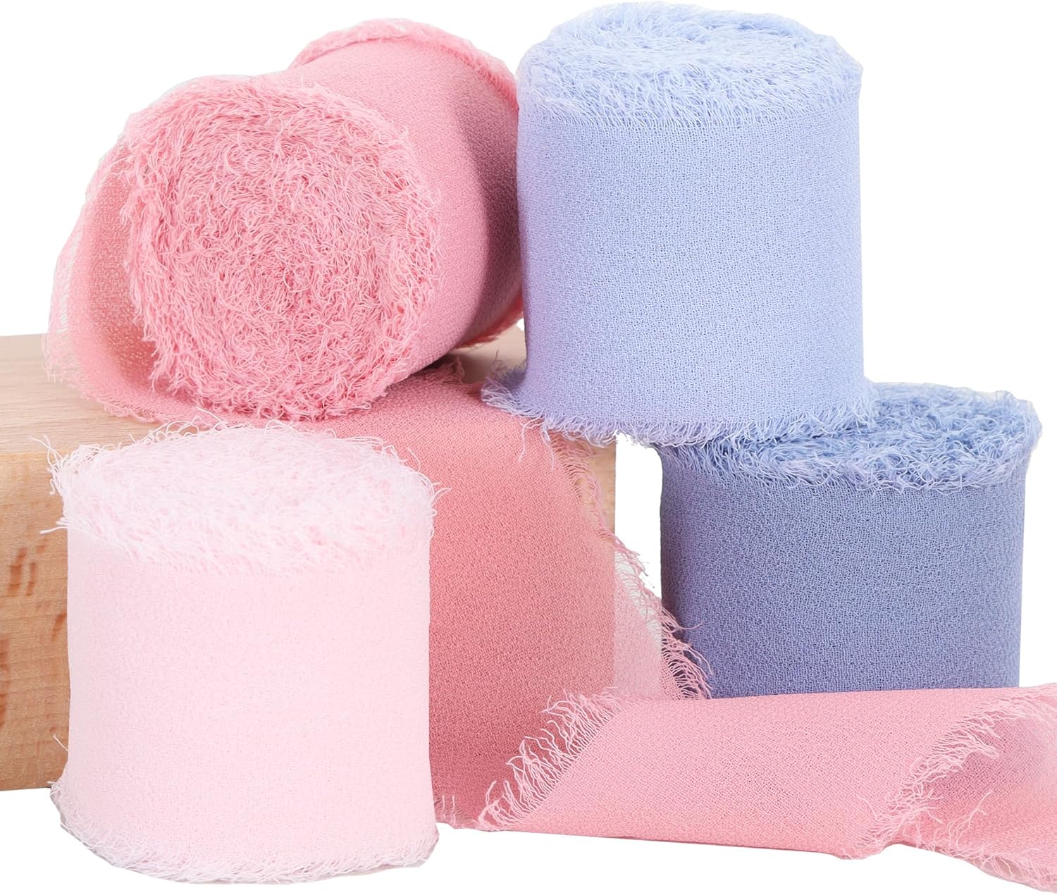 TONIFUL 4 Rolls Pink & Blue Chiffon Ribbon 1 1/2 Inch 5.5 Yards Fabric Silk for Gift Wrapping, Wedding Party Decoration, Flower Bouquet, Bows Making, DIY Crafts - Crafty Corner