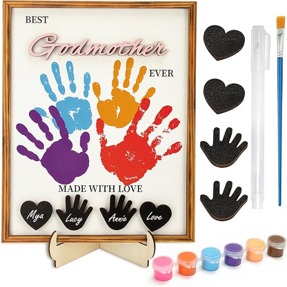 Godmother Gift DIY Handprint Kit, Personalized Godmother Gifts for Women, Will You Be My Godmother Baptism Christening Gift, Handmade Keepsake Gift for Godmother