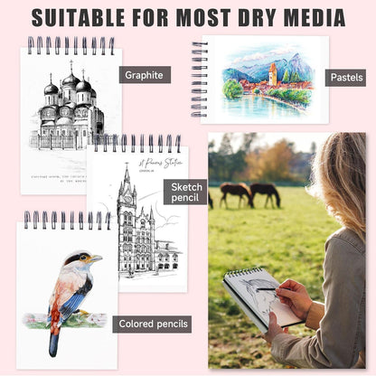 Sketch Book, 5.5" x 8.5" Sketchbook with 60 Sheets (68lb/100gsm), 1 Pack Drawing Pad Acid Free Drawing Book Sketch Pad for Kids Adults Beginners Artists (1 pcs Black)