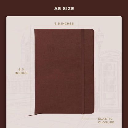 Beechmore Books A5 Sketch Book – 5.8"x8.3" Premium Vegan Leather Hardcover Sketchbook, 96 Thick 300gsm Perforated Ivory Pages, Ideal for Sketching, Watercolor & Mixed Media, Includes Back Pocket