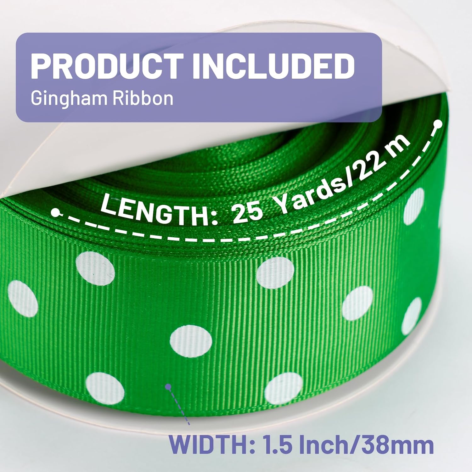 Polka Dot Grosgrain Ribbon 1.5 Inch, 25 Yards Spool Green and White Polka Dot Ribbon for Christmas Gift Wrapping DIY Crafts Hair Bows Wedding Party Decor Sewing and Home Decoration - Crafty Corner
