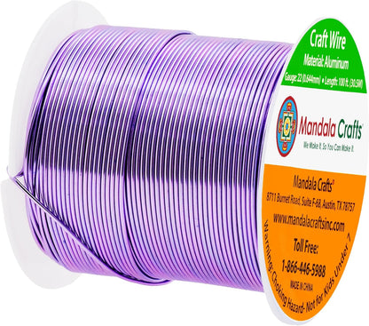 Mandala Crafts 22 Gauge Anodized Aluminum Craft Wire for Jewelry Making - 100 FT Colored Flexible Lavender Wire - Bendable for Bonsai Armature Crafting Sculpting - Crafty Corner