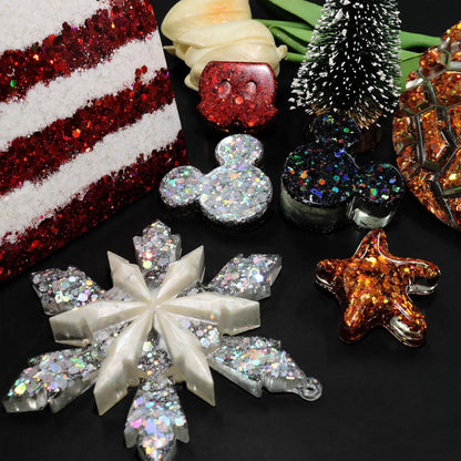 Ceya Holographic Chunky Glitter, 1 LB/ 16OZ Laser Black Bulk Craft Glitter Mixed Chunky Fine Glitter Bottled Metallic Flake Nail Sequins for Resin, Tumblers, Scrapbooking, Festival Decor, Art Project