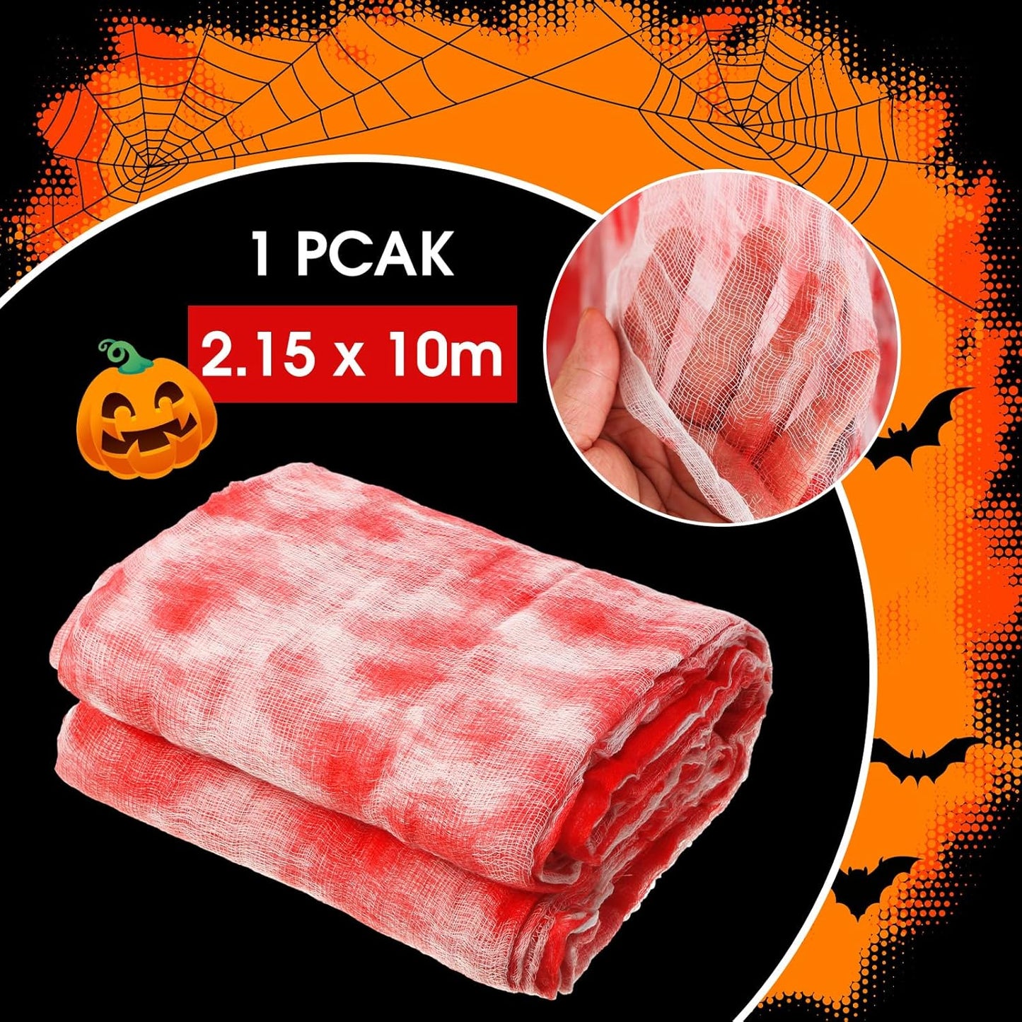 Boao Halloween Cheese cloth 85 x 394 Inch Bloody Cheesecloth Roll for Crafts Large Cotton Muslin Gauze Fabric for Halloween Outdoor & Indoor Spooky Decoration