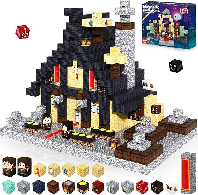 100 PCS Magnetic Blocks - Magic‘s House Magnetic Building Blocks, Stacking Magnets for Kids, Sensory Toy for STEM Montessori Sensory Toys for Kids 3+ Boys and Girls Christmas Birthday Gifts