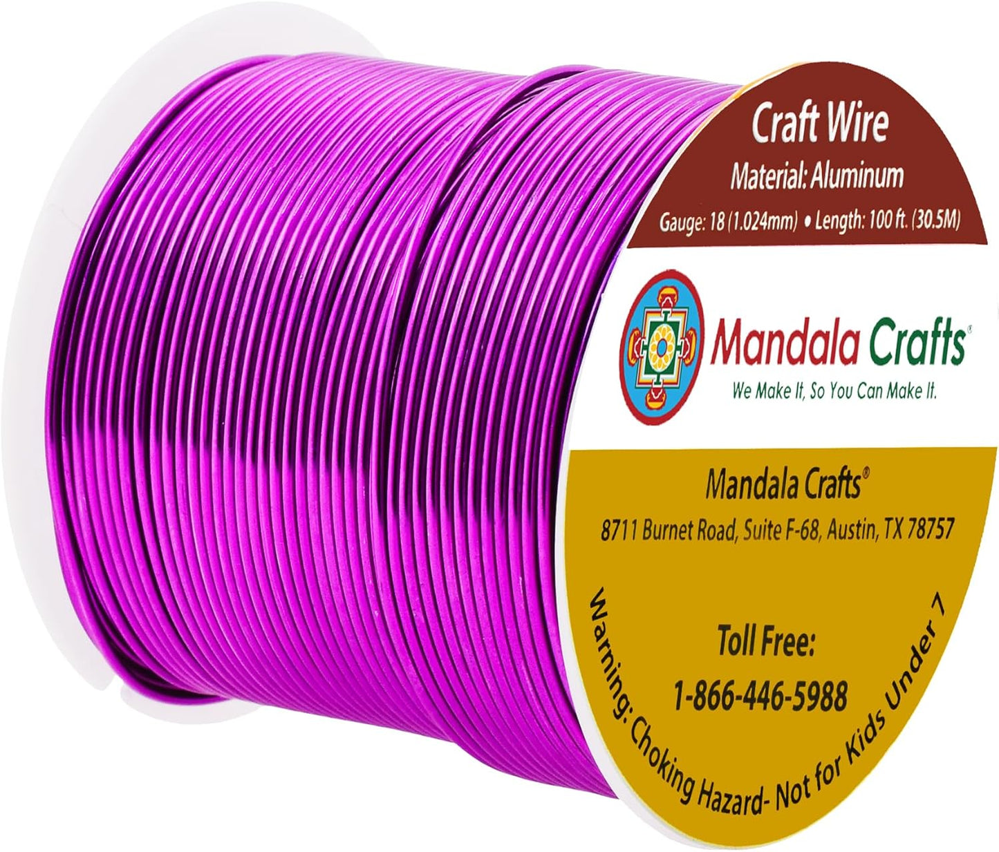 Mandala Crafts 18 Gauge Anodized Aluminum Craft Wire for Jewelry Making - 100 FT Colored Flexible Magenta Wire - Bendable for Bonsai Armature Crafting Sculpting - Crafty Corner