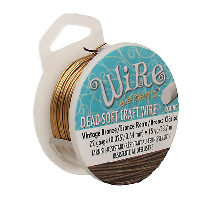 The Beadsmith Wire Elements Craft Wire – Tarnish Resistant, Soft Temper, Round, Vintage Bronze Color – 0.64mm, 22 Gauge, 15 Yard Spool – Jewelry Making, Wire Wrapping, Floral, & Other DIY Crafts…