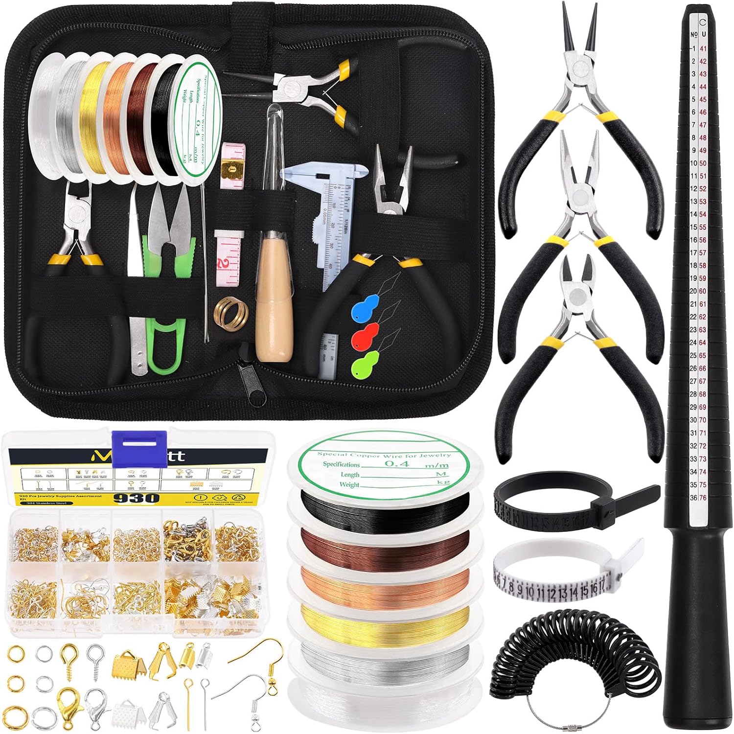 Mardatt 957Pcs Jewelry Making Supplies Kit - Includes Pliers, Ring Sizer, Wires, Opener & Other Findings for Jewelry Making & Repair - Crafty Corner