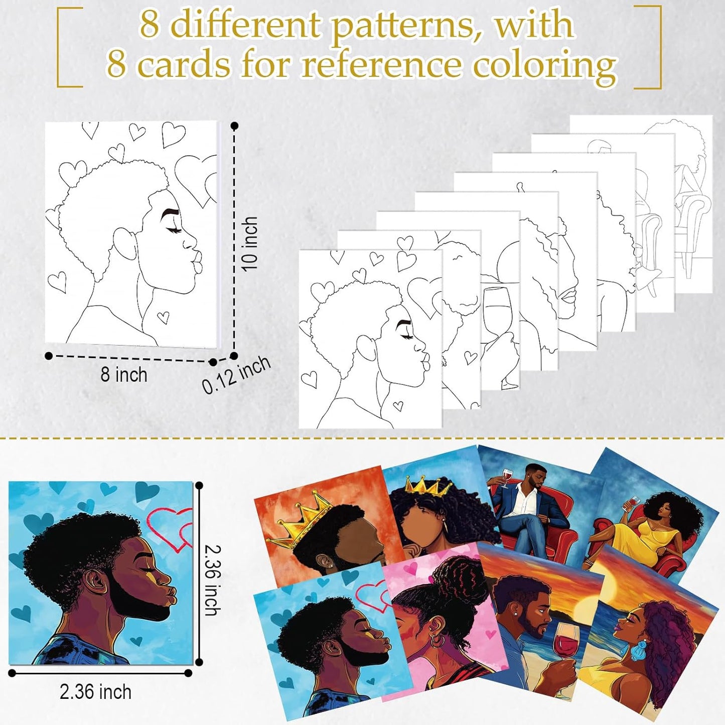 Cholemy 36 Pcs Paint and Sip Kit for Adults 8''x10'' Pre Drawn Canvas for Painting DIY Afro Acrylic Painting Kit Wood Easel Brushes Date Night Bulk for Christmas Party Gifts(Couple) - Crafty Corner