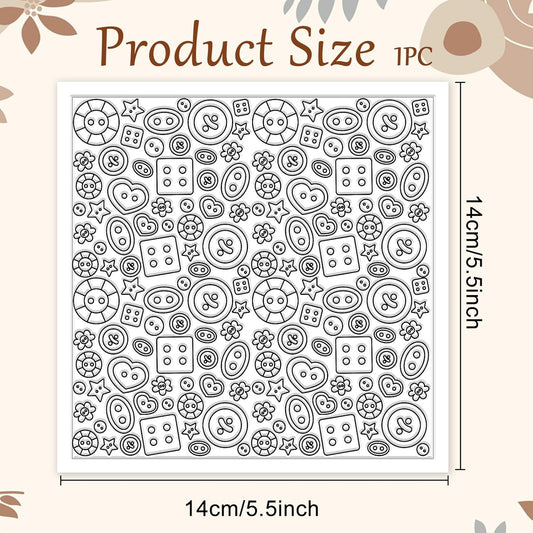 CHGCRAFT Button Pattern Polymer Clay Texture Sheets Heart Graphic Geometric Silicone Texture Stamp Clay Texture Mat Modeling Pattern Pad Sheets for Jewelry and Earrings Tools, 5.5x5.5 inch