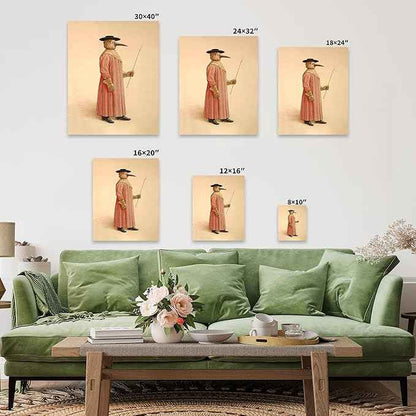 Poster Master Vintage Plague Doctor Canvas - Retro Physician Print - Medical Doctor Art - Gift for Men & Women - Wall Decor for Living Room, Bedroom or Dorm - 8x10 Silver Framed Canvas