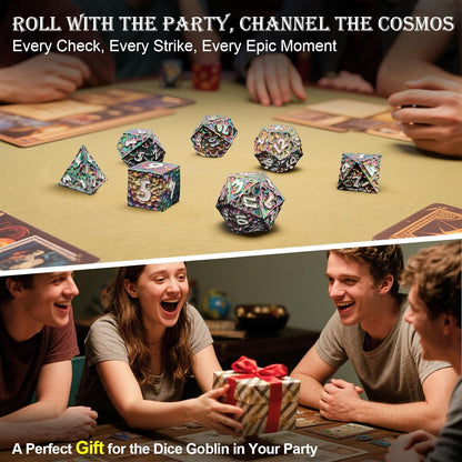 Haxtec DND Dice Set Metal Dice Compatible with Dungeons and Dragons D&D Gift TTRPG Rainbow Polyhedral Dice