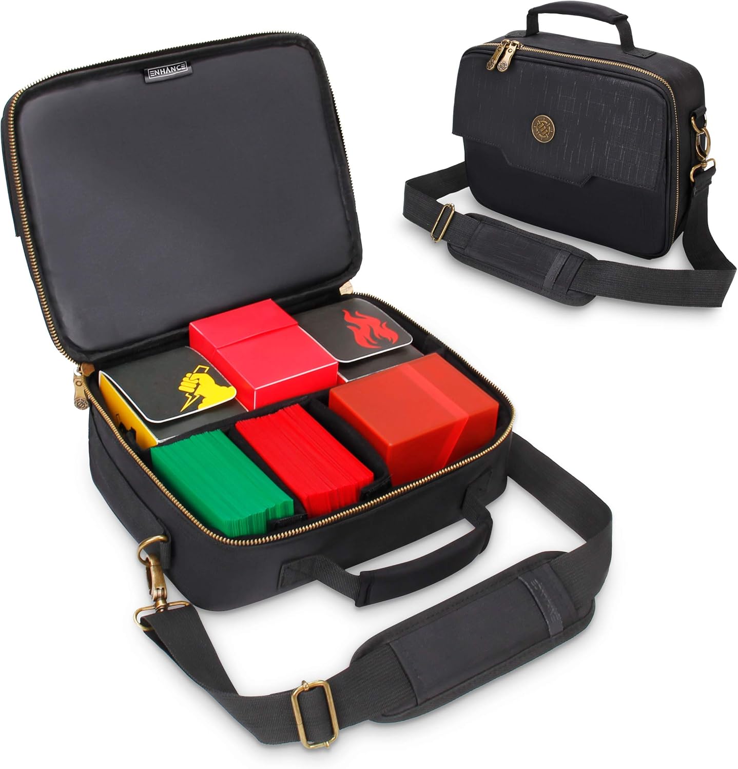 ENHANCE MTG Card Box Storage Case - Deck Holder Card Carrying Case Bag Compatible with Magic MTG Cards , Card Games, Cards Against Humanity - Pencil Loops , Pocket for Dice, & Tokens