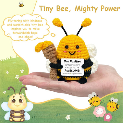 Positive Crochet Animals Bee Gifts - Birthday Gifts for Women Men, Inspirational Gift for Sister Friends Coworkers Boss, Appreciation Presents, Emotional Cheer Up Crochet Bee Cute Decor Small Stuff