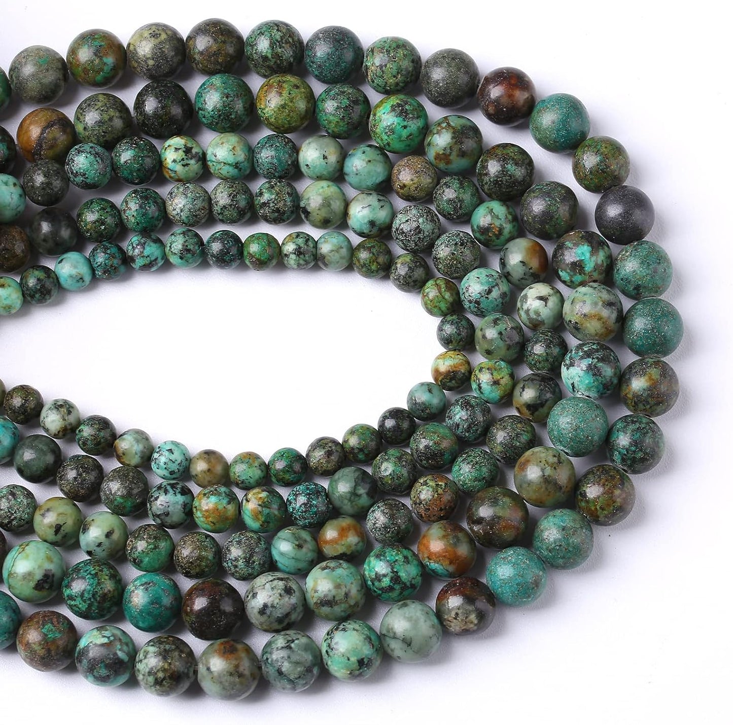 8mm 90pcs Natural African Turquoise Stone Beads for Jewelry Making Round Loose Gemstone Beads DIY Bracelet Necklace Earrings 32" 2 Strands