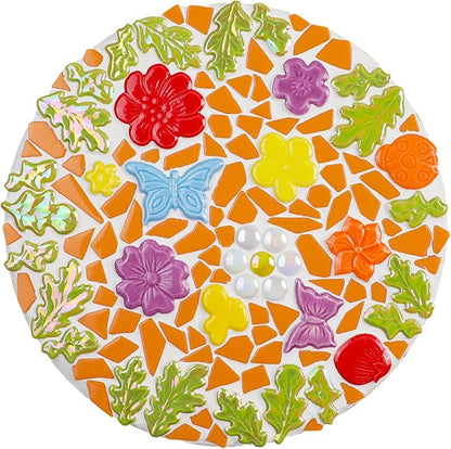 Mosaic Tiles for Crafts Bulk - Mini Ceramic Oak Leaves Pieces for DIY Kits & Adults DIY Mosaic Making Hobbies Decoration Stepping Stone and etc. (Iridescent Ceramic Tile Oak Leaves Mix)