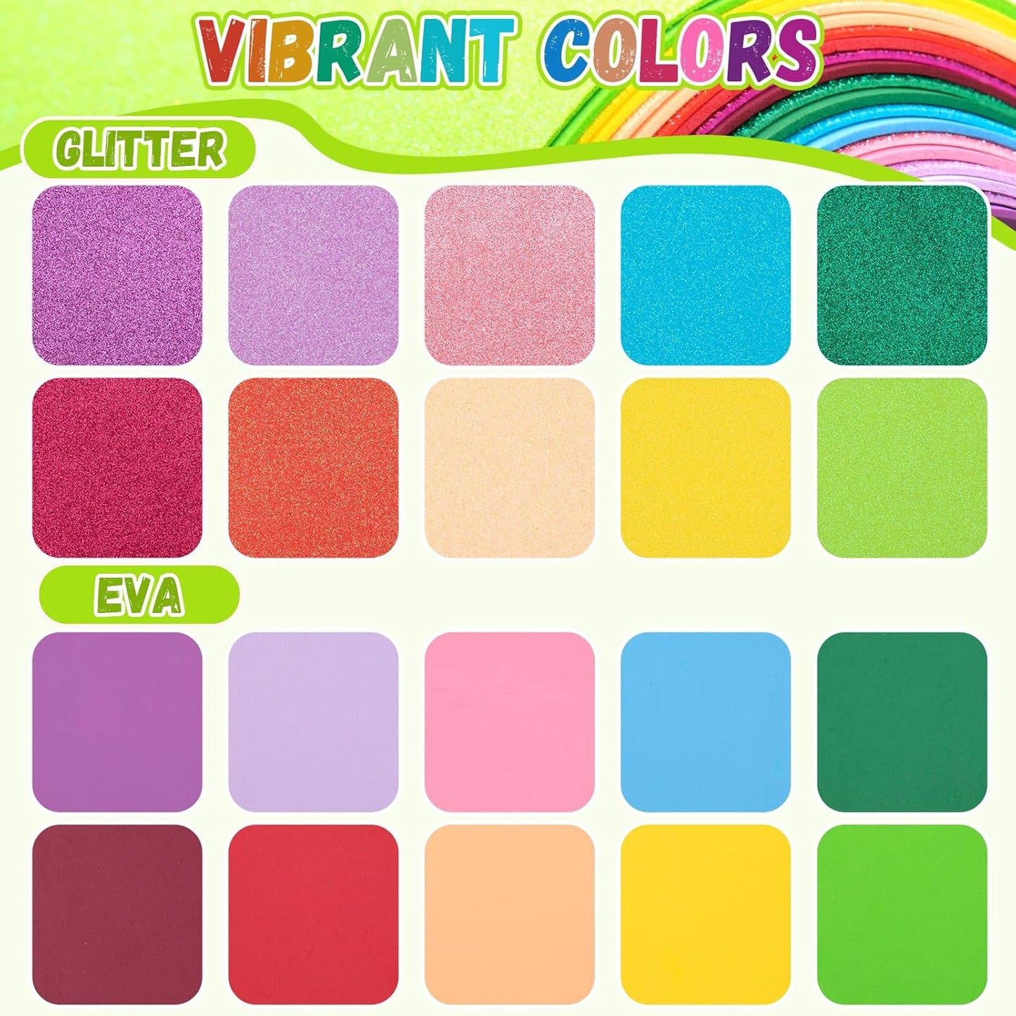 20 Pack Glitter EVA Foam Sheets Craft 8 x 12 inch, 20 Colors Sparkles Foam Paper for Art Crafts Projects, Classrooms Scrapbook Gift DIY Cutters Card Party Decoration (Multicolor 01) - Crafty Corner