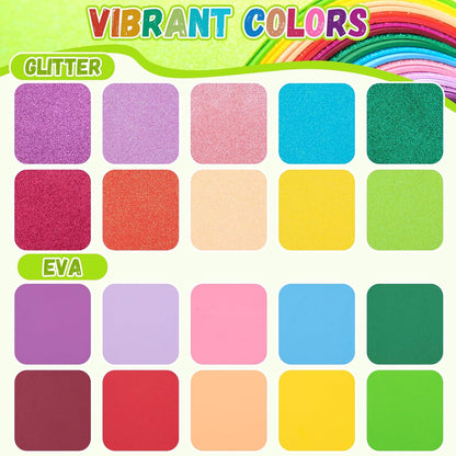20 Pack Glitter EVA Foam Sheets Craft 8 x 12 inch, 20 Colors Sparkles Foam Paper for Art Crafts Projects, Classrooms Scrapbook Gift DIY Cutters Card Party Decoration (Multicolor 01) - Crafty Corner