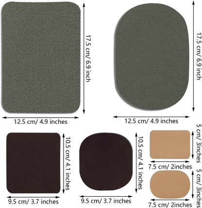 30 Pieces Twill Fabric Patches Fabric Repair Patches Iron on Twill Patch Clothing Repair Patch Kit for Jacket Clothes, 5 Colors and 3 Sizes, 4.9 x 6.9 Inches, 3.7 x 4.1 Inches, 2 x 3 Inches