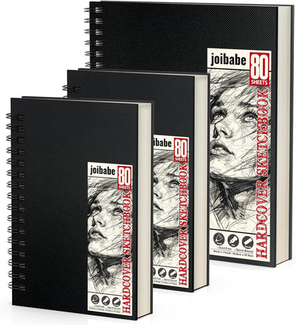 2PACK 5.5x8.5 and 1Pack 9 x 11 inches Hardcover Sketch Book，3 Pack 80-Sheets (68lb/100gsm)，Double-Sided Hardbound Sketchbook, Spiral Bound,Acid Free Painting Art Paper for Kids and Adults - Crafty Corner