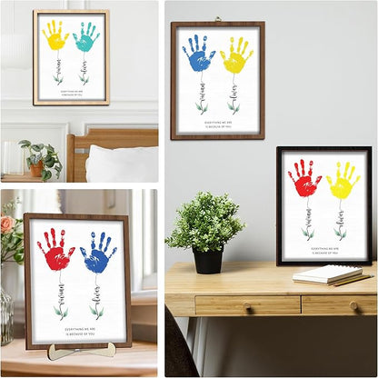 Personalized Mothers Day Handprint Gift, Kids Art Frame with Paint, Family Handprint Kit, Custom Art Craft Keepsake Sign, Gifts for New Parents, Mom, Grandma Nana, Nursery Home Decor