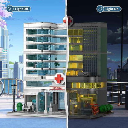 City Hospital Toy Building Set with LED Lighting, Compatible with Lego, Modular Three-Story Architecture Set for Adults, Gift Idea for Kids Ages 10 and Up (1350 Pieces)
