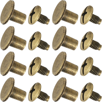 YORANYO 150 Sets 8MM Chicago Screws Leather Rivets for Fabric Chicago Binding Screws Buttons Metal Studs Rivets for Decorate and Repair Belts Bags Shoes Purse Dog Collar Leather Craft (Bronze)