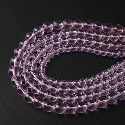 4mm 90pcs Smooth Rose Pink Glass Beads Quartz Crystal Round Loose Beads for Jewelry Making DIY Bracelet Necklace