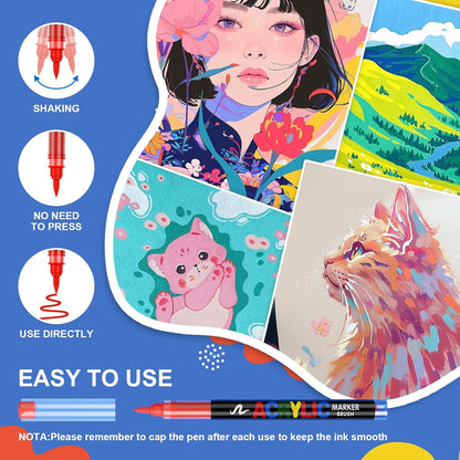 DICEKOO 240 Colors Acrylic Paint Markers, Soft Brush Tip Pens with Automatic Ink Control System, Waterproof, Quick-Drying, Lightfast, for Rock Painting, Canvas, Wood, Egg & DIY Crafts Art Supplies