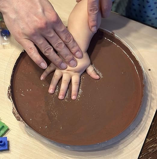 DIY Stepping Stone Kit with Color Pigment, Handprint Stepping Stone, Mother's Day Gift, Footprint Stepping Stone (10 Inch, Red)